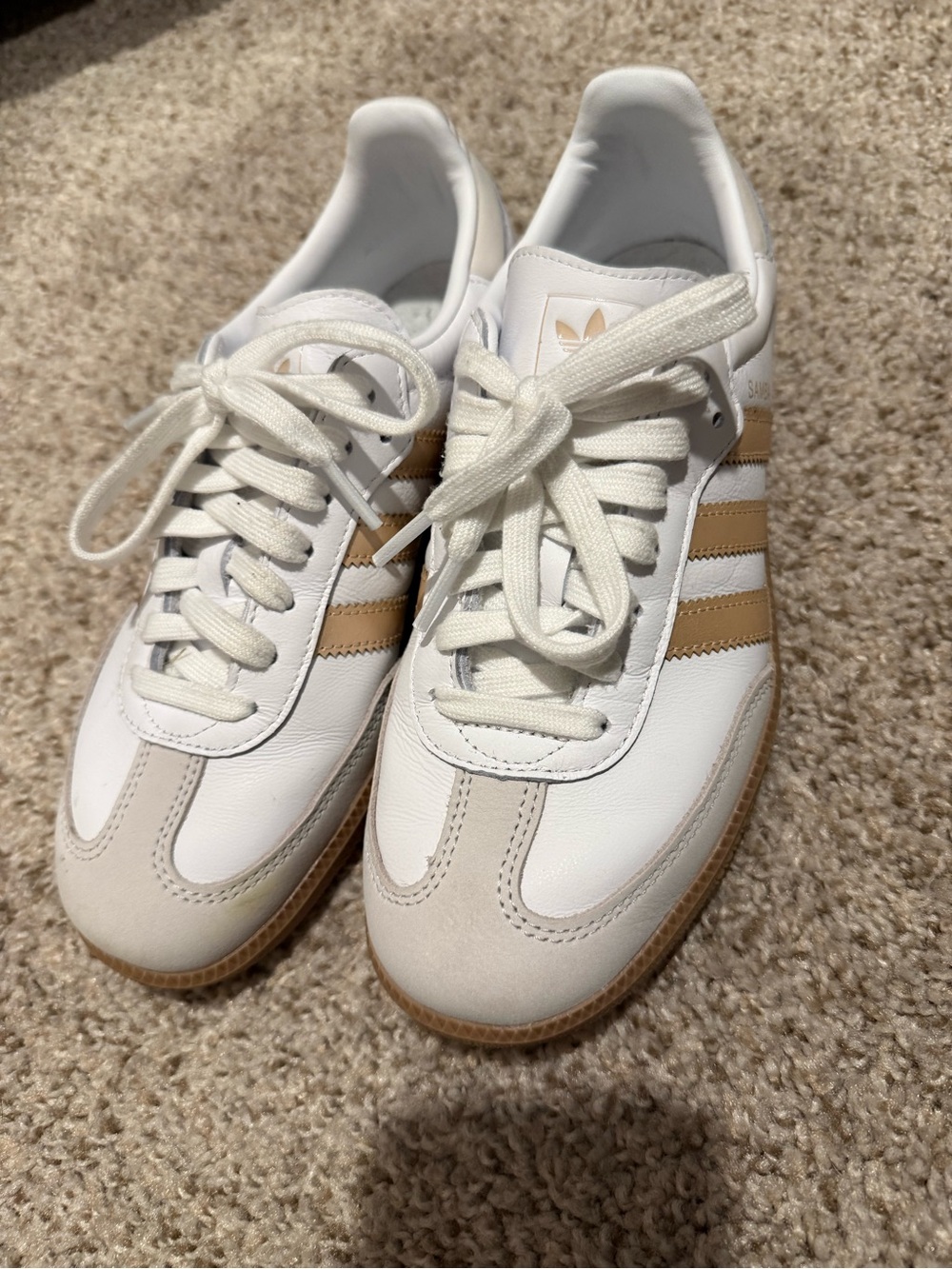 adidas Women's White and Gold Classic Leather Sneakers